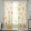 Yellow Daisy Flower And Bee Sheer Window Curtains For Living Room Kitchen Children Bedroom Voile Hanging Curtain