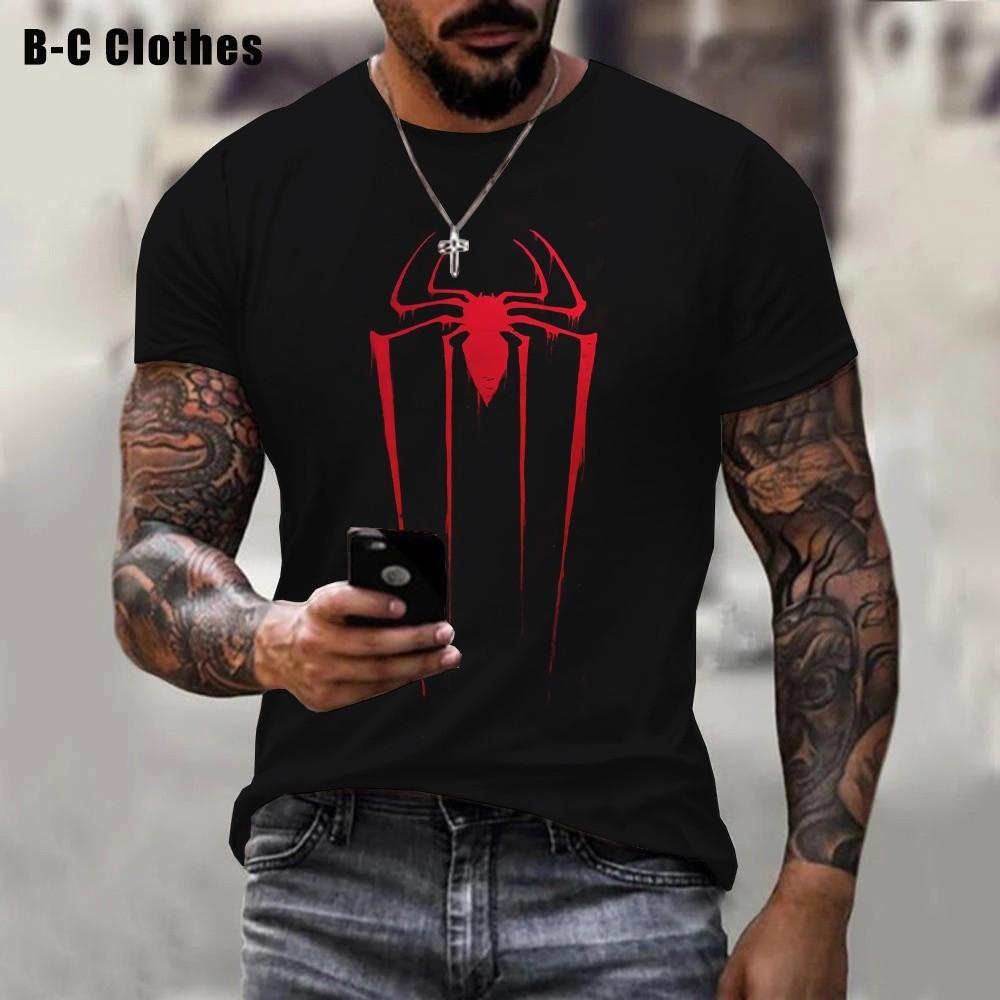 Summer, red spider, printed T-shirt, body spider, printed 3, t-shirt, cold man, short-sleeved spider-sleeved T-shirt