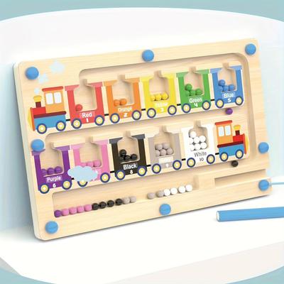 Magnetic Wooden Train Maze Toys - Children's Color and Number Sorting Puzzle Games To Improve Fine Motor Skills, Perfect Gifts for Birthdays,Halloween