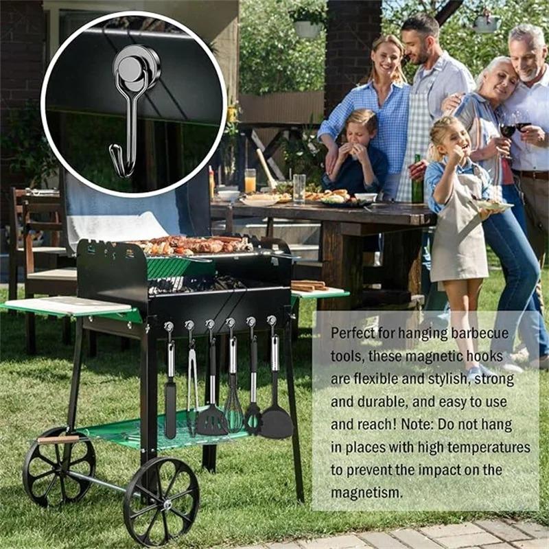 20pcs Black Magnetic Hooks Heavy Duty Neodymium Rare Earth Magnetic Hangers, Extra Strong Magnets with Hook for Hanging