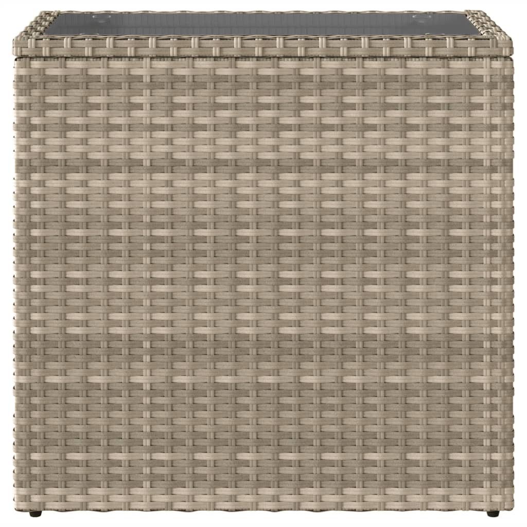 Garden Side Table with Glass Top 58 x 27.5 x 55 cm Poly Rattan