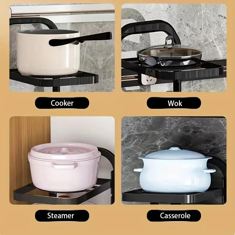 1pc Height Adjustable 3/4 Layer Pot Rack Storage Rack Stainless Steel Under Sink Household Cabinet Rack Kitchen Supplies