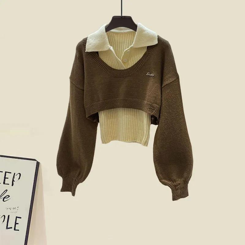 "Frühjahr 2025 Damenmode: Anti-Aging-Set aus lockerem Pullover und Swingrock"