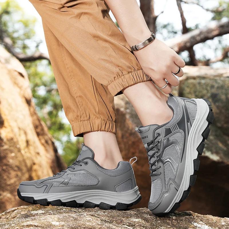 High Quality Men Hiking Shoes Outdoor Light Breathable Sneakers Men Cushioning Non-Slip Vintage Sports Shoes Tenis Para Hombre