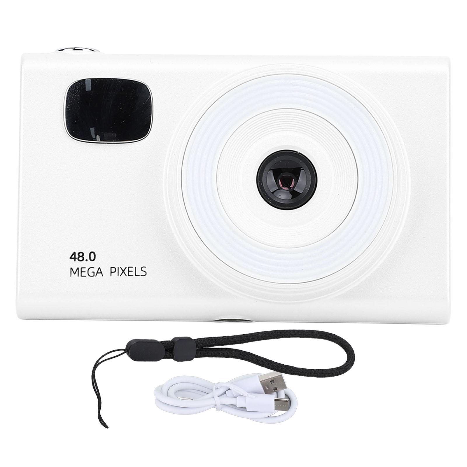 

Digital Camera Kids 1080P HD 48MP 16X Zoom Portable Prevent Shake for Vlogging Travel H12 White зелений