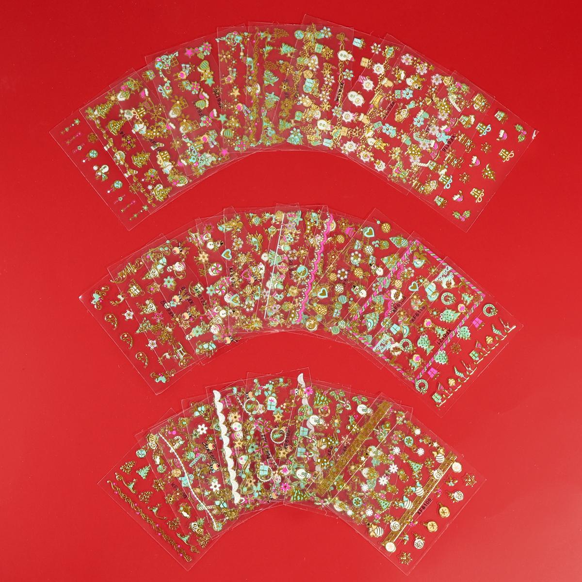 

30 шт. золотых рождественских наклеек для ногтей в виде снежинок, украшения своими руками, рождественская елка/звезда/лось/Санта-Клаус/перчатки, принадлежности для нейл-арта