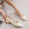Fashion Ladies Summer Footwear Square Toe Shoes for Women 2025 with Medium Heels White Office Social Elegant Classy Fashion A Spring