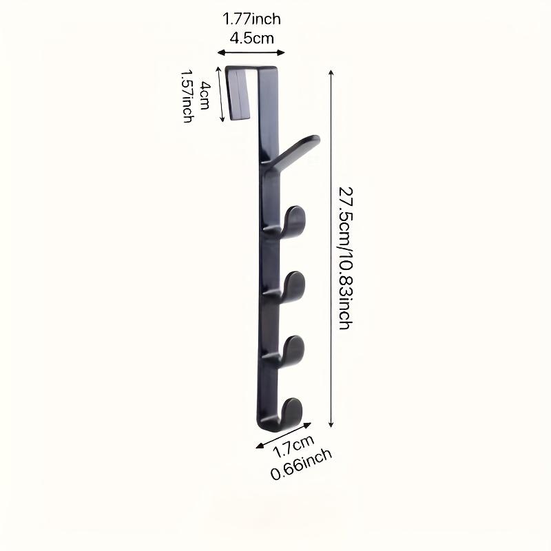 4pcs Set, 5-hook Door Hook Back Pocket Storage Rack, Household Bathroom Storage Organizer - Suitable for Bathrooms, Bedrooms, Wardrobes, Storage Hooks