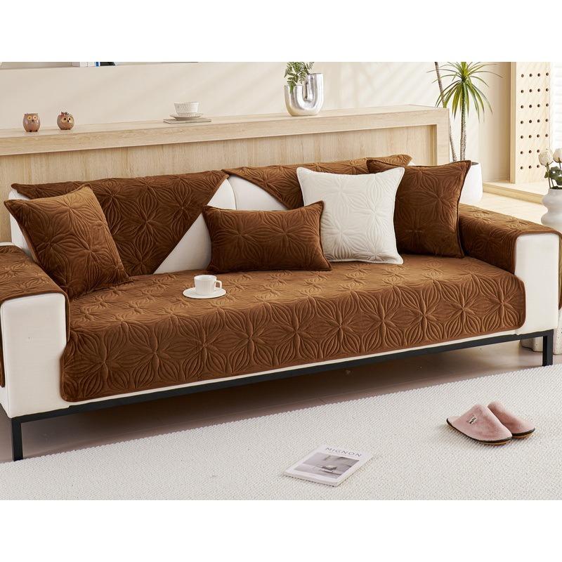 New Autumn and Winter Sofa Cushions, Super Soft, Thickened Plush Embroidered Cushion Covers, Anti-slip Cover Towels, Modern Simple Sofa Towels