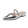 Elegant Slippers Women 2024 Summer New Sliver Soft Outside Modern Slippers Fashion All-match Solid Pointed Toe Women Sandals