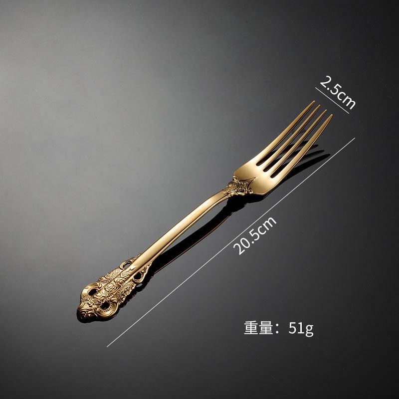 304 stainless steel knife, fork and spoon golden court steak western tableware soup more hotel gift four-piece set