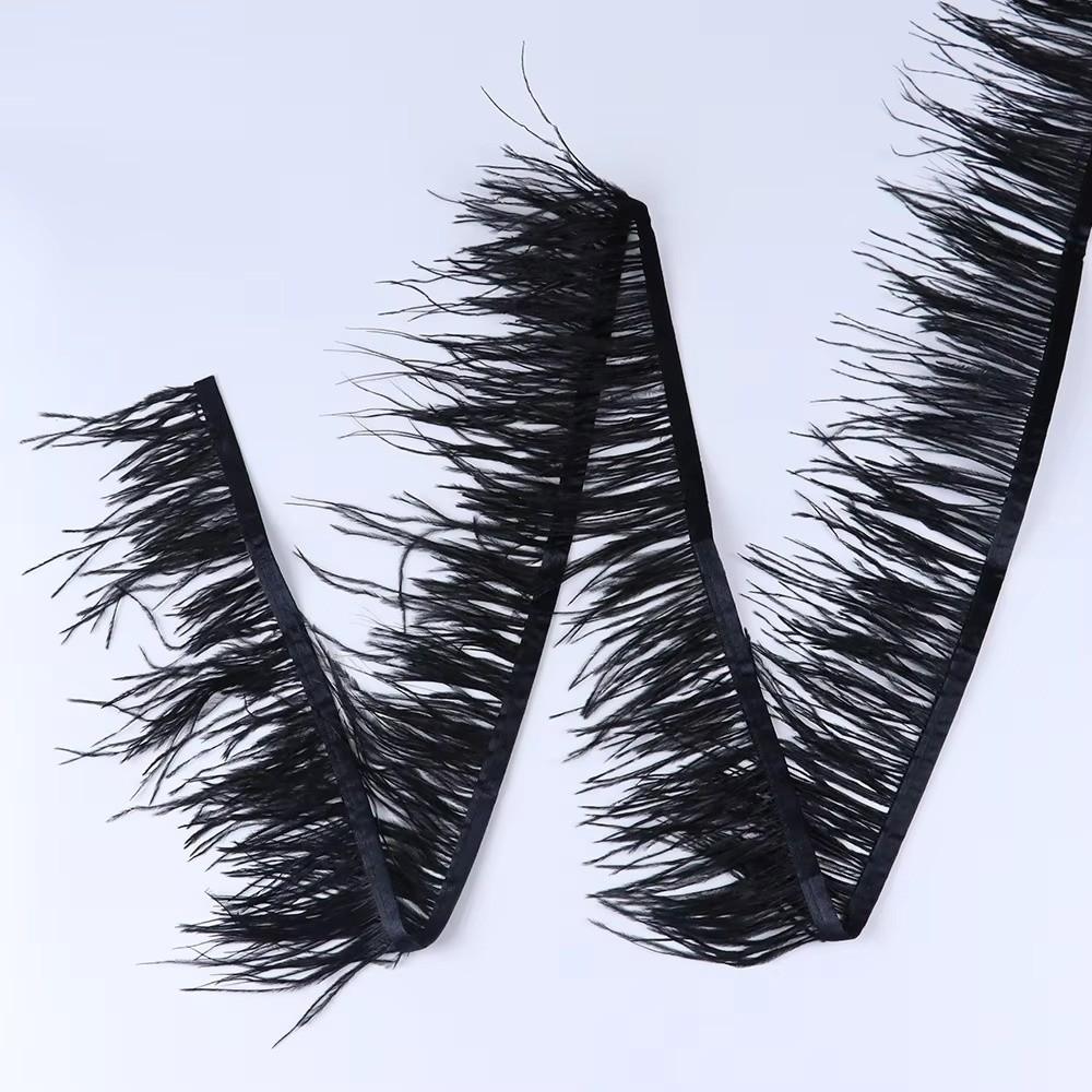 Feather1 Meter Ribbon Tassel Natural Ostrich Feathers Sewing Decoration 10-15cm Wide Apparel Fabric Ostrich Feathers Trim