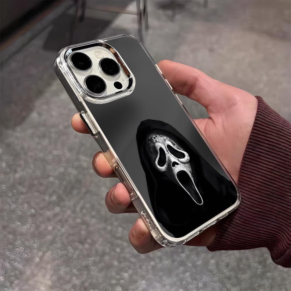 Ghost Face Scream Halloween Phone Case For IPhone 17 Air 16 E 15 14 13 12 11 Plus Pro Max Electroplated Transparent Soft Shell