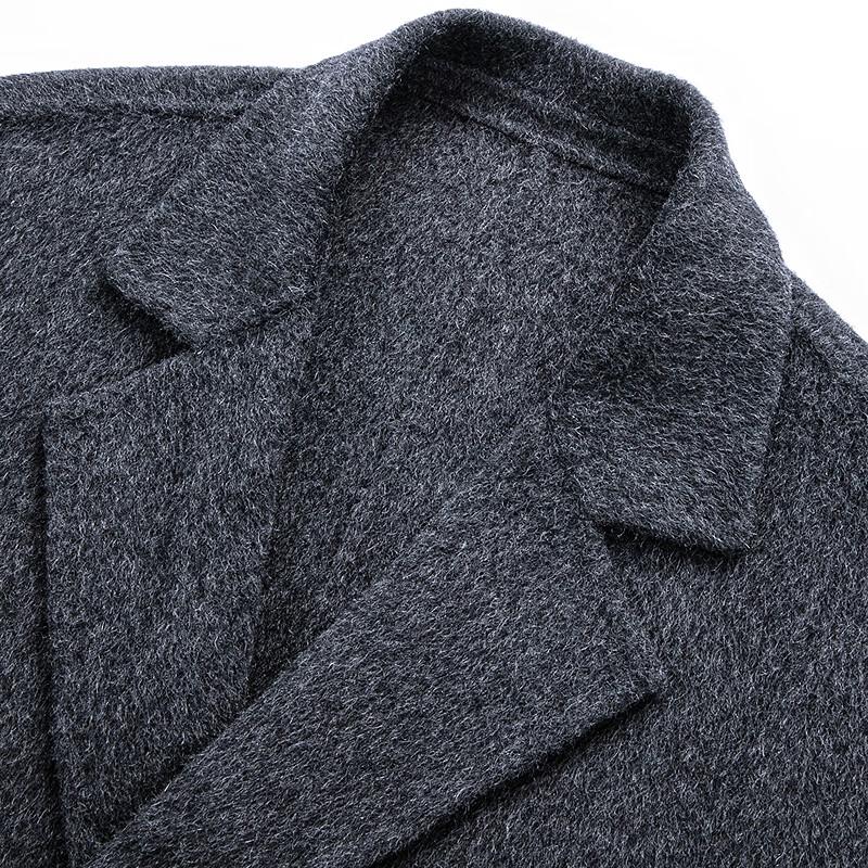 FAPAI Men's 100% Sheep Wool Long Loose Fit Overcoat