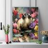 Two Siamese cats Pattern  3pcs 100% Round Full Drill 5D DIY Diamond Painting Embroidery Cross Stitch Rhinestone Décor