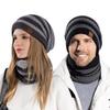 New Winter Warm Knitted Hat Cold-proof Wool Hat Women's European and American Men's Fleece Hat Scarf Set