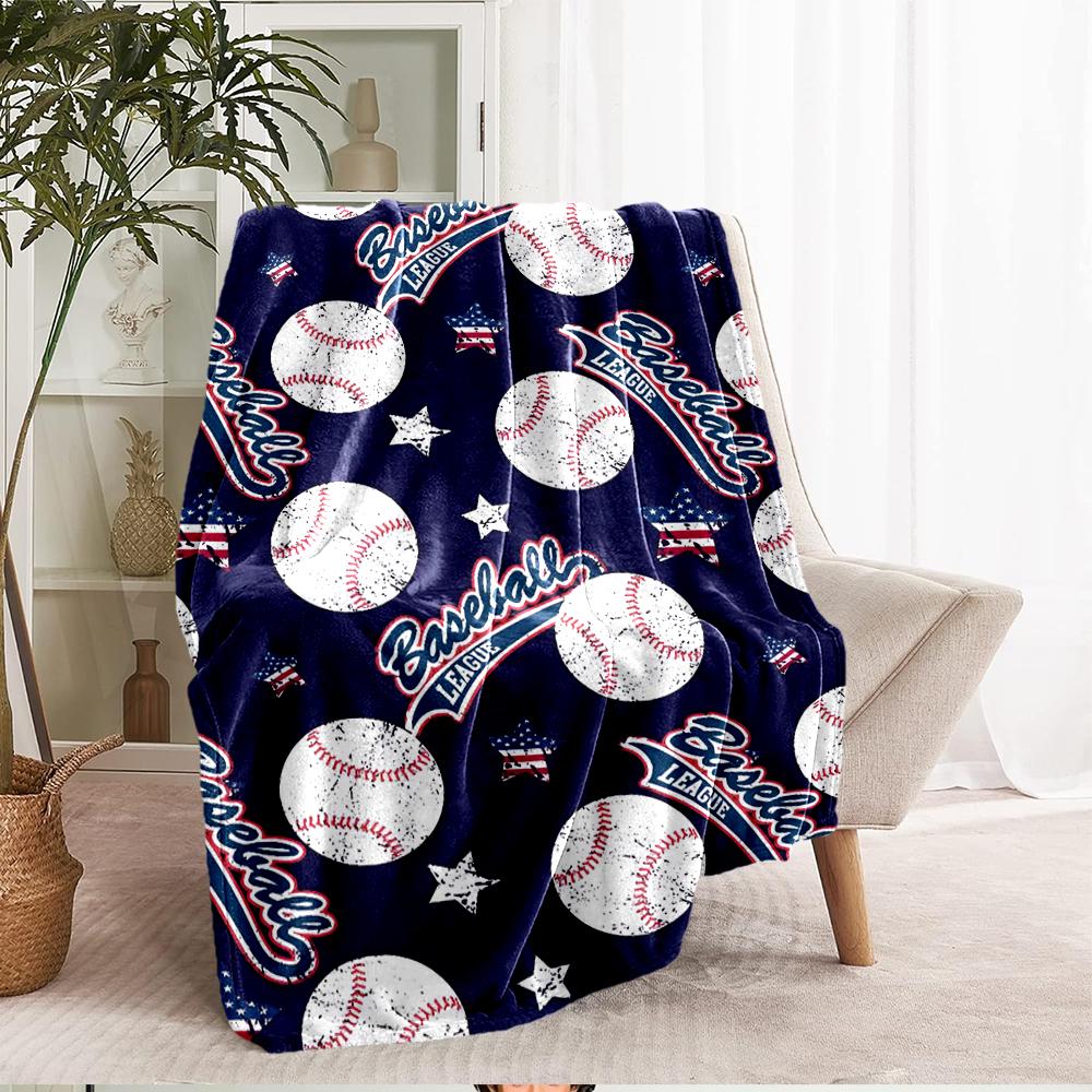 Baseball Theme Printed Blanket - Perfect for Couch, Bed, Travel & Outdoor Use | Machine Washable, Cozy & Durable.