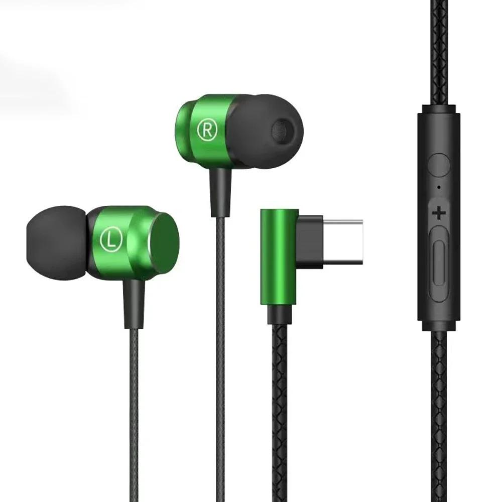Przewodowe słuchawki 3,5 mm L zagięte Słuchawki przewodowe TYPE-C Douszne słuchawki z mikrofonem HiFi Stereo Zestawy słuchawkowe do gier na iPhone'a