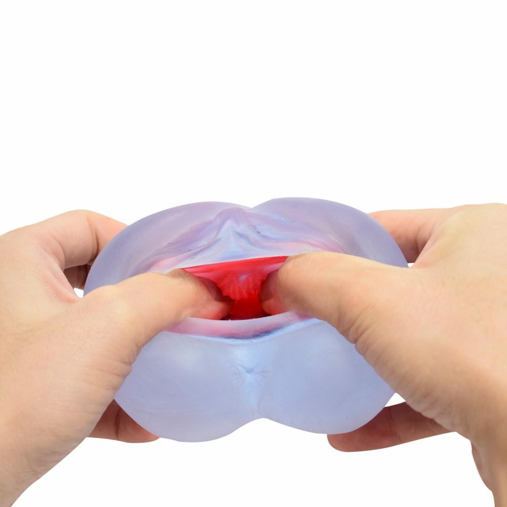 Transparentní modrý pánský masturbační kalíšek Casting Falešná vagína Sexuální hračky pro dospělé Kapesní kočička Sex Doll