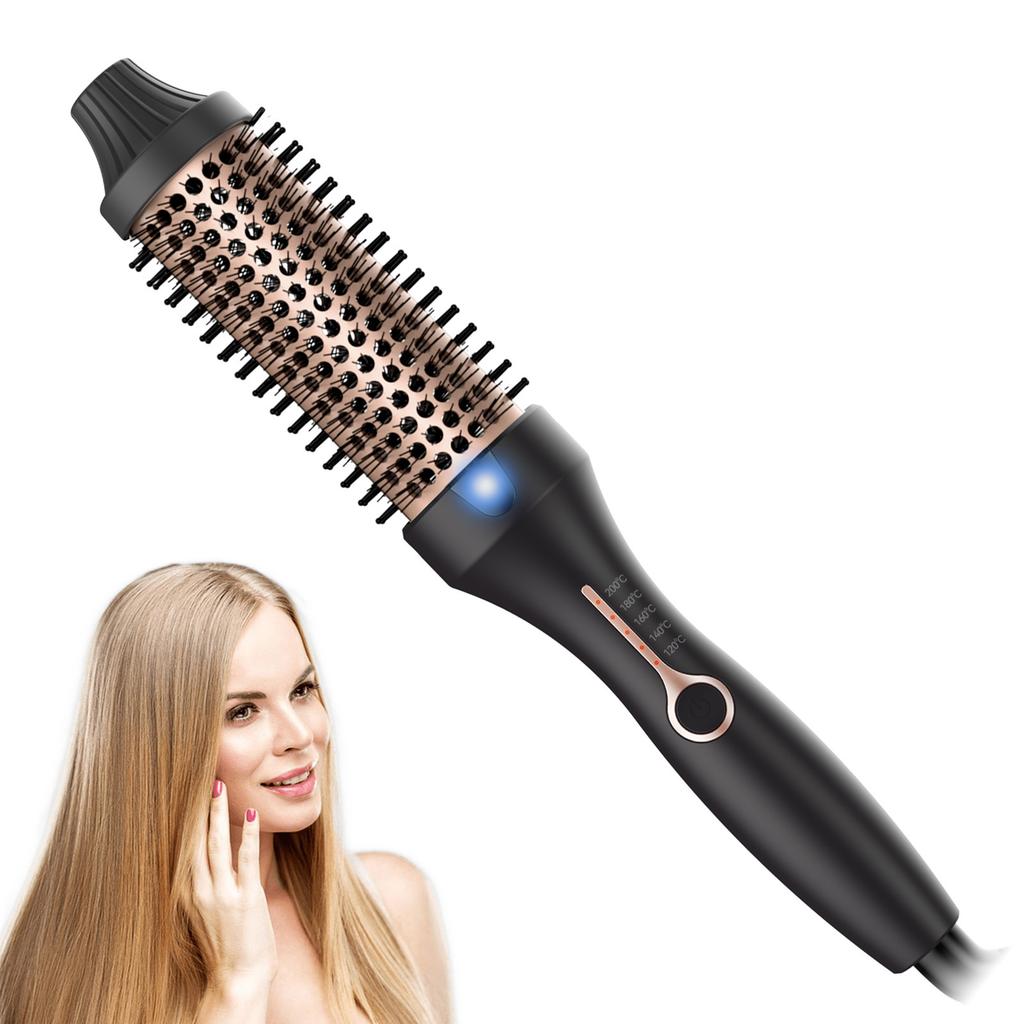 3-in-1 Hot Comb, Thermal Brush, Curling Iron and Straightening Brush, 38mm Barrel, Dual Fast Heating, 5 Temp Settings (120 degrees C-200 degre