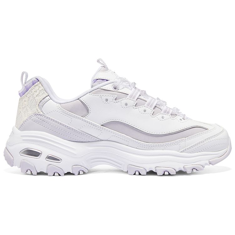 Skechers DLites 1.0 Lace Bear 2.0 Mesh Comfortable Versatile Daily Wear Durable Low-Top Dad Shoes Women Sneaker White Purple 896738-WLV