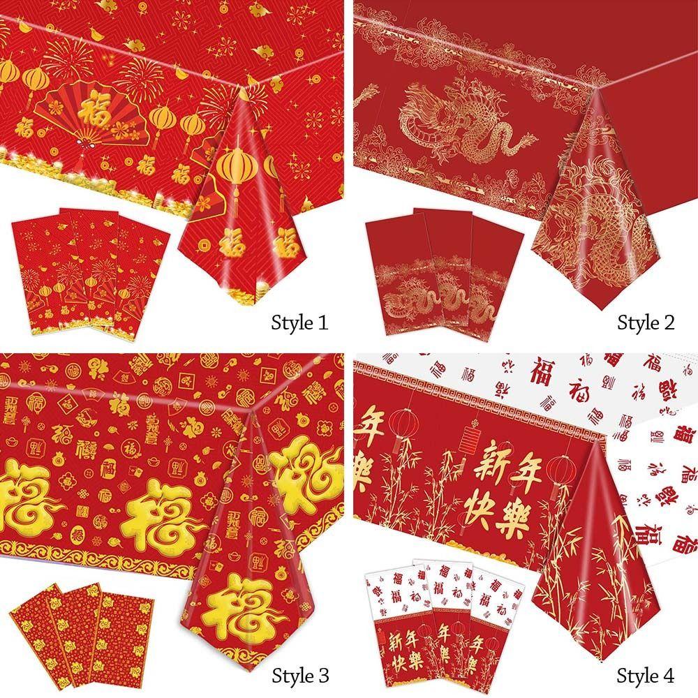Bronzing Chinese New Year TableCover Plastic New Year Eve Decor  Chinese New Year