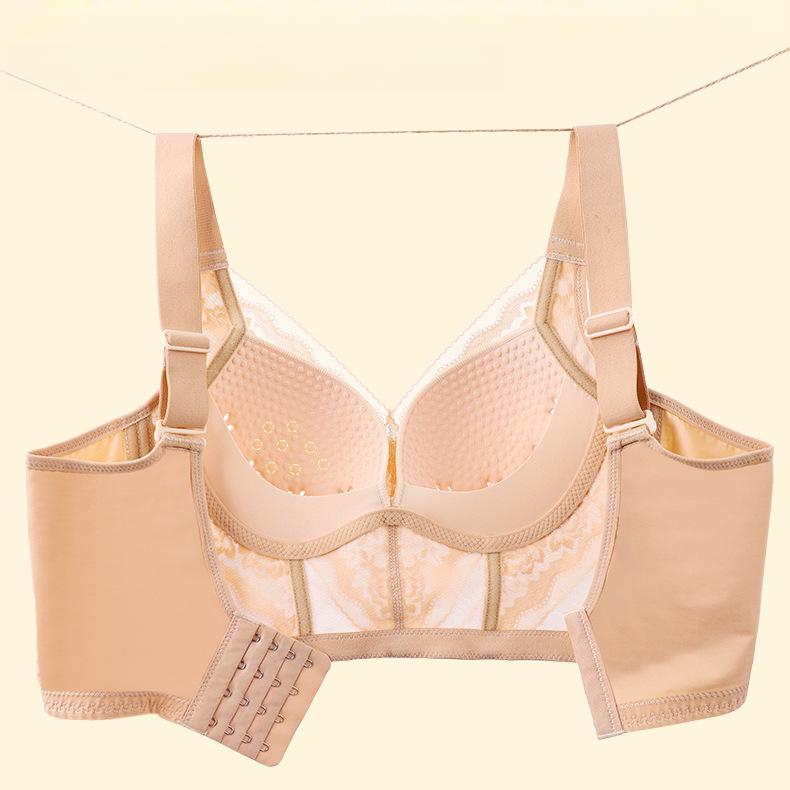 Adjustable Bra for Summer Thin Underwear with Gathered Upper Support To Prevent Sagging and Fishbone Design Without Steel Rings