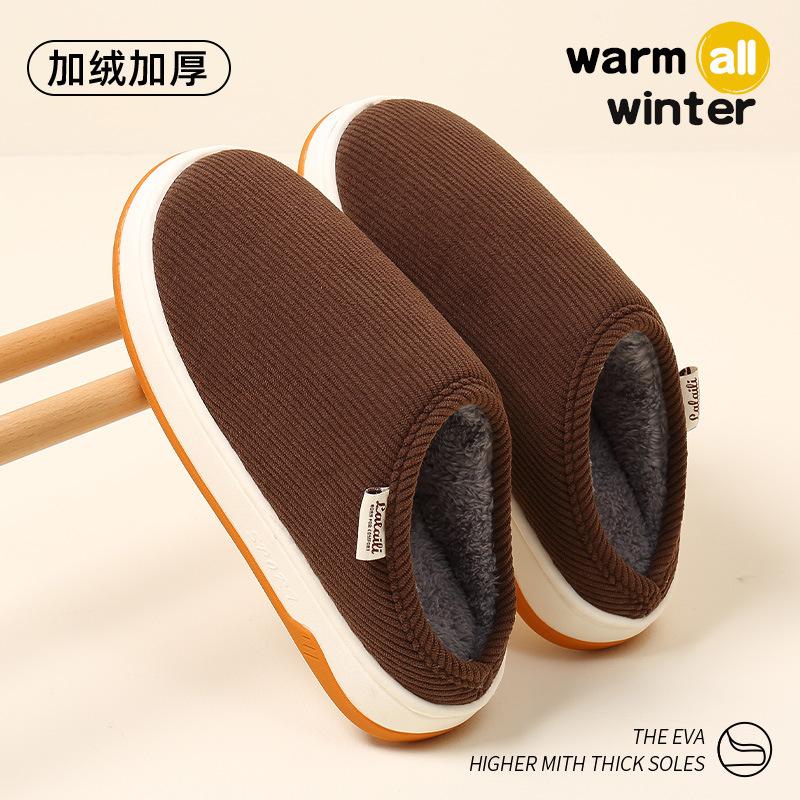 Cotton slippers season couple thick bottom velvet non-slip warm slippers elderly indoor home