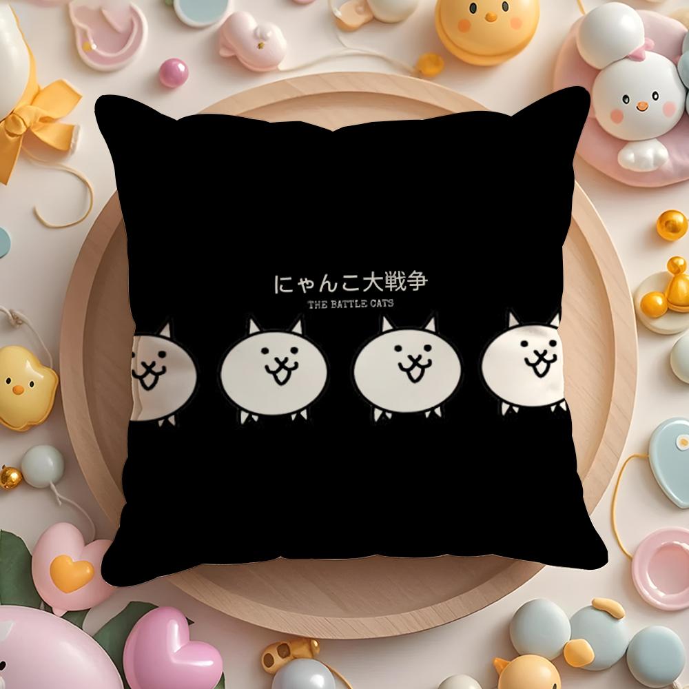 B-Battle Cats Anime Pillow Case Soft Plush Fabric Double-Sided Printed Cushion Cover Warm Winter Sofa Pillow Case