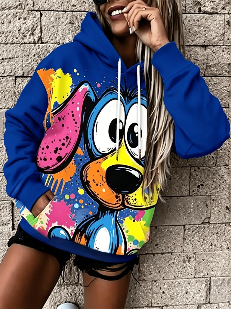 Fashionable women's loose casual street style hooded sweatshirt, loose casual, fashionable top
