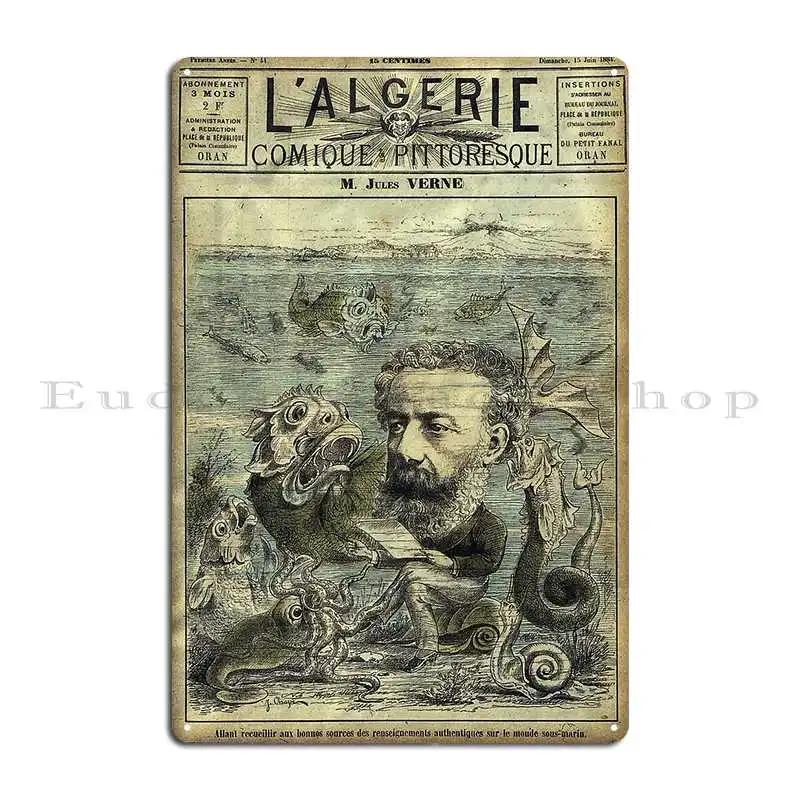 Винтажная обложка журнала Жюля Верна Металлическая вывеска Бар Создать Дизайн Персонализированная Кинотеатр Жестяная вывеска Постер 20x30cm