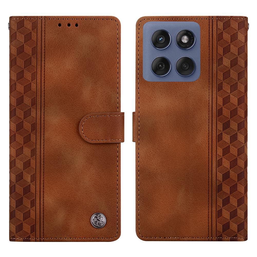 For Motorola Edge 60 Fusion 5G/Edge 60 5G Leather Case Imprinted Checkered Pattern Wallet Stand Flip Phone Cover