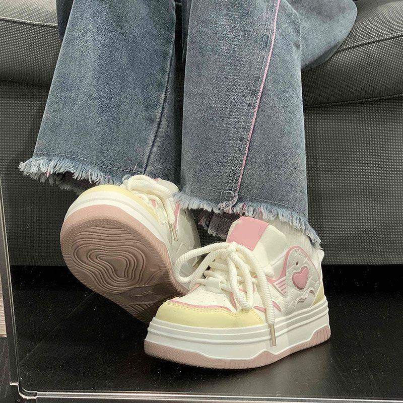 New Spring and Summer Guochao Women's Shoes Heightening Shoes Student Niche Design Little White Shoes Versatile Board Shoes Women