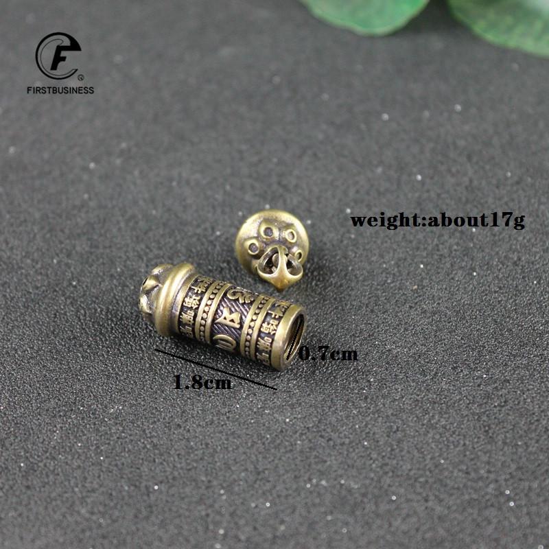 Brass Mantra Buddhist Bottle Pendant for Keychains Handmade Vintage Copper Car Key Chain Hangings Keyrings Jewelry Can be Opened