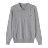 Spring and Autumn New Knitted Top Loose Lapel Bottom Shirt Thin Retro Embroidered Polo Neck Long Sleeve