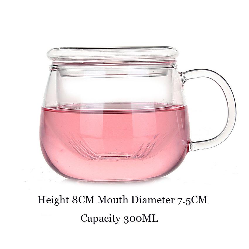 300ml Cute Heated Resistance Japanese Cherry Blossom Cup With Tea Infuser Filter&Lid Glass Flower Tea Cup Christmas Mug 300ml