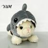 Funny Halloween Cat Apparel Shark Hood Hat, Winter Plush Warm Headgear, Cozy Cute Christmas Pet Dressing Supplies Hat Accessory for Cats Small