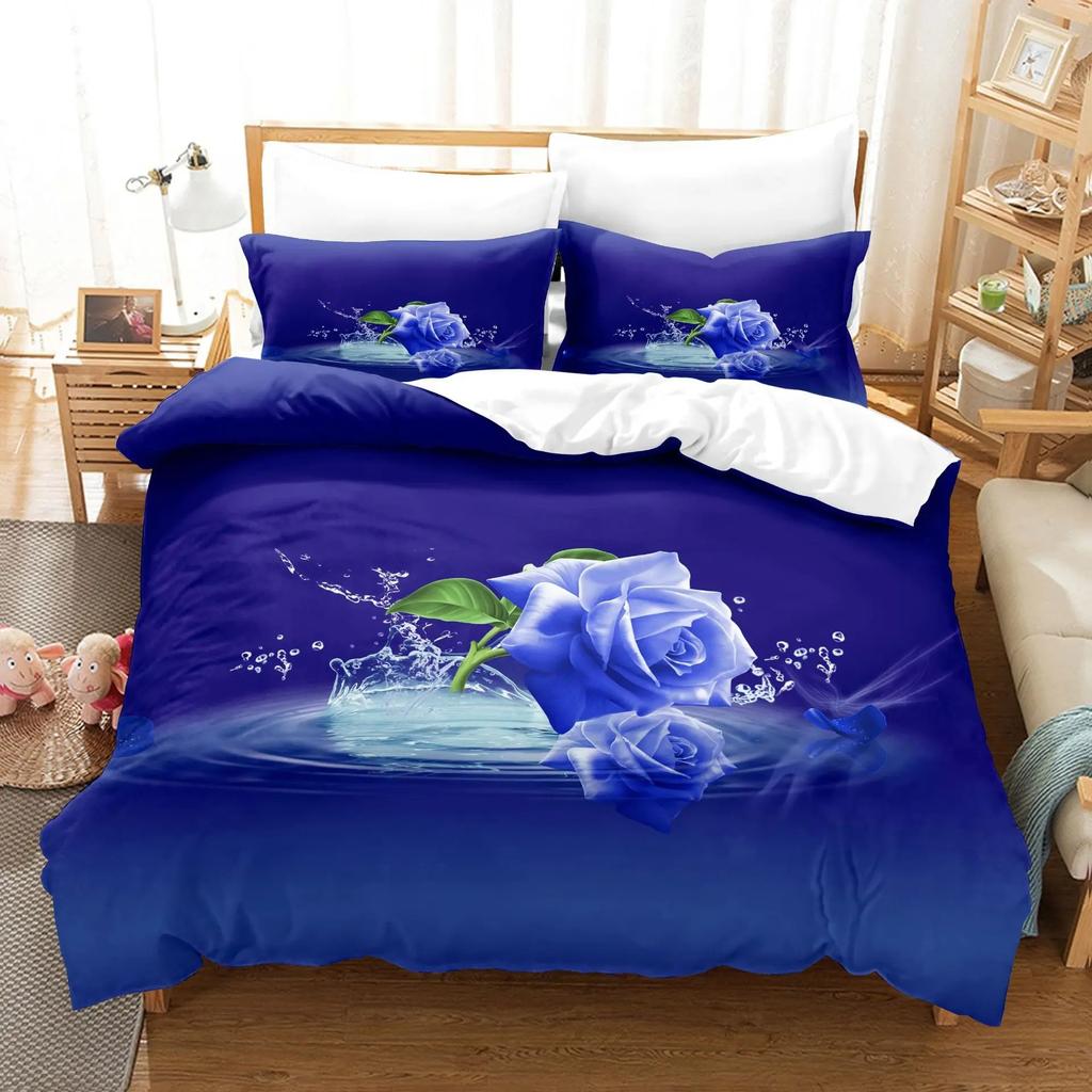 Poppy Flowers Bedding Sets Printed Jacquard Weave Bed Cover with Pillowcases Bedclothes Bedroom Comforter Set King Size Luxury