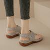 Herringbone sandals summer new thick-soled wedge heel toe women's shoes buckle casual sequins retro large size sandals