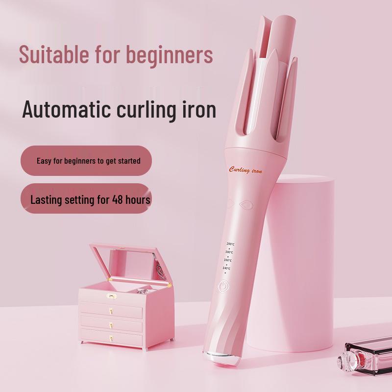 Automatic 32mm Large Wave Curling Iron with Negative Ions - Hair-Friendly Hair Care & Styling Comb Pink