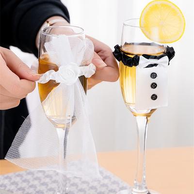 Wijnglas beker cover bruid bruidegom kostuum glas DIY bruid als bruids douche vrijgezellenfeest decor