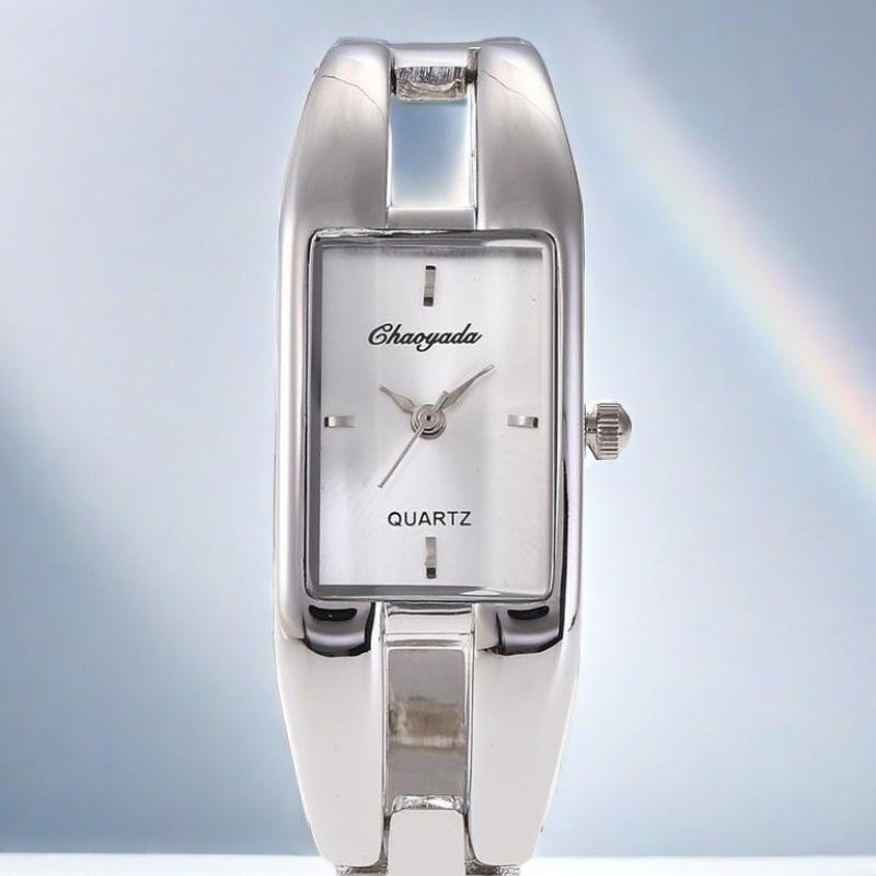 Women's Watch Rectangular Dial Skeleton Band Alloy Stainless Steel Watches Elegant Delicate Quartz Wristwatches Reloj De Mujer