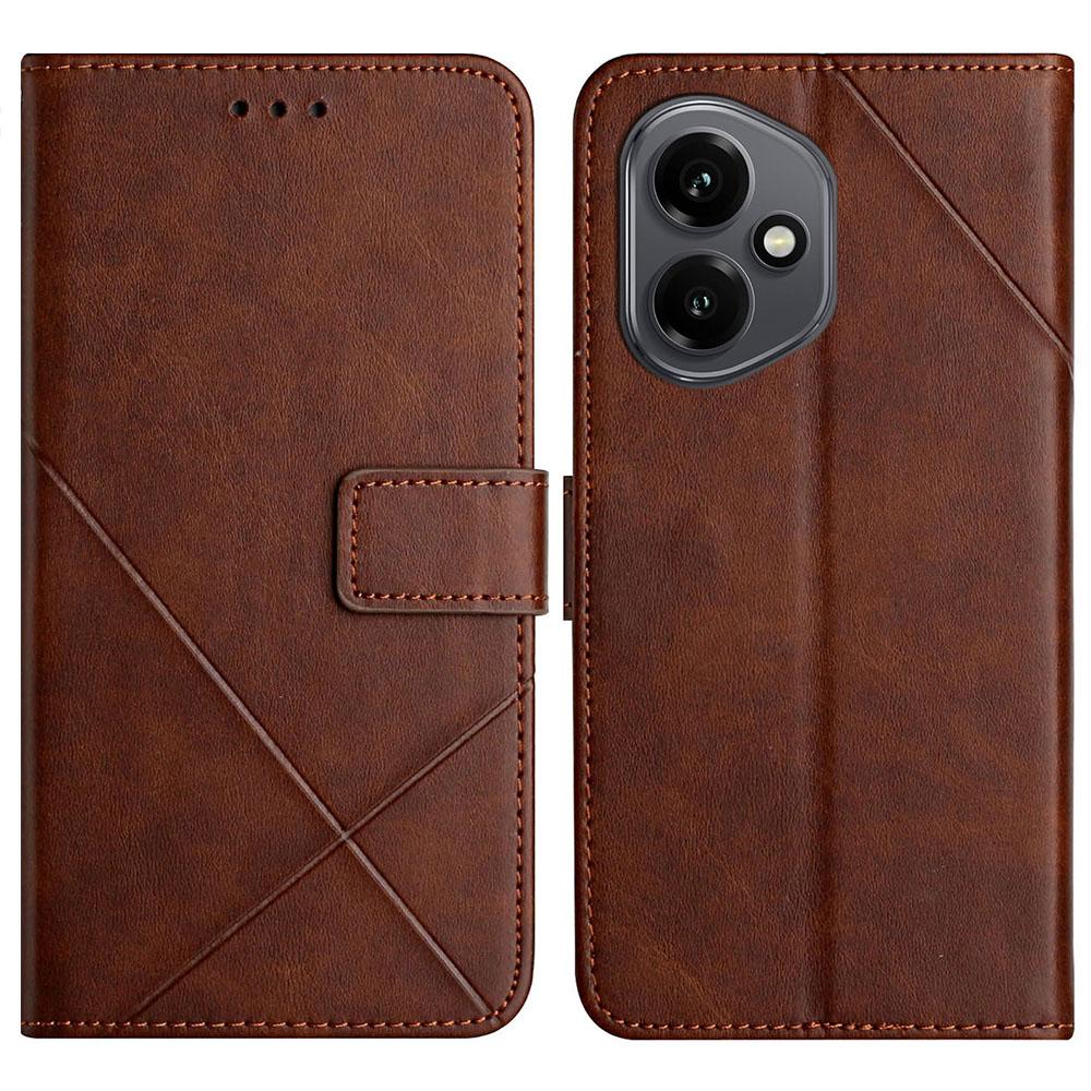 For Honor 400 5G (Global) Case Line Pattern Wallet Leather Phone Cover with Wrist Strap