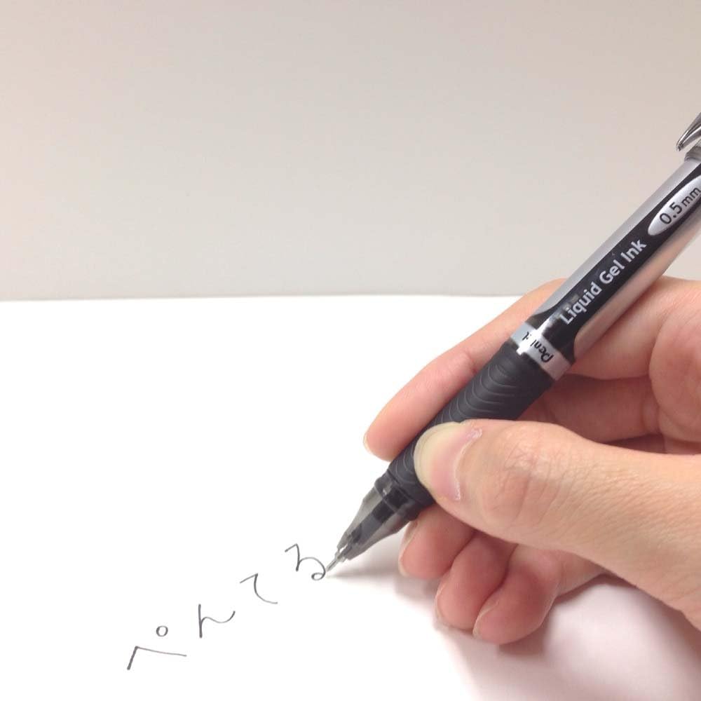 Pentel EnerGel Gel Ink Ballpoint Pen 0.5mm Silver Barrel Black Ink Pack of 10