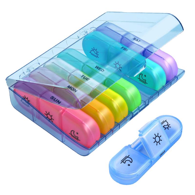 7-Day Pill Organizer 21 Grids 3 Times a Day Portable Travel Pill Box with Large Compartments for Vitamins Medicine and Fish Oils