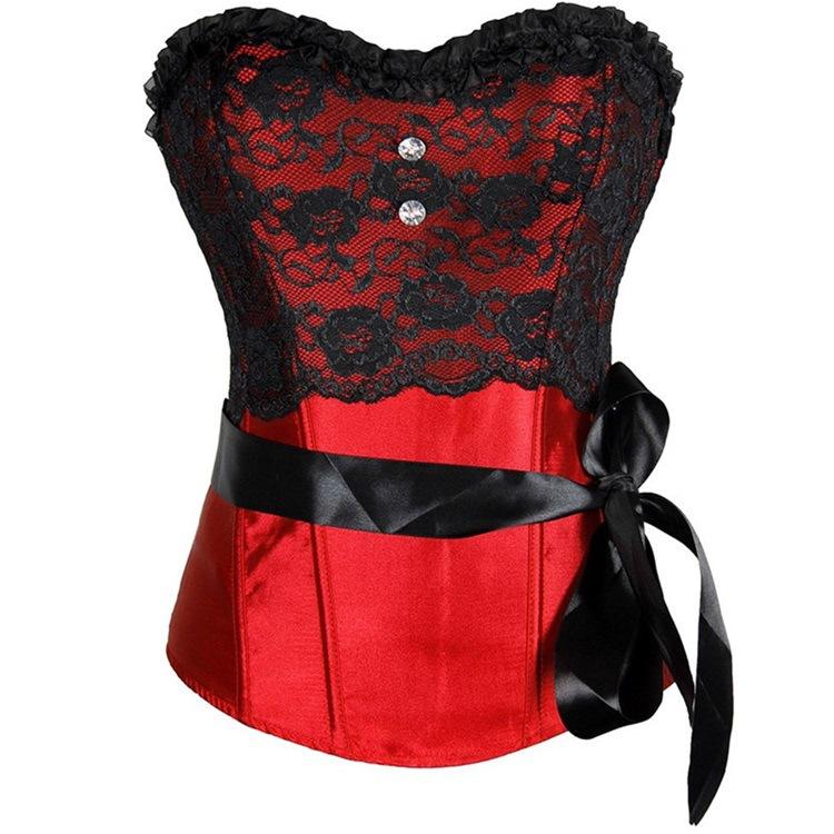 

Европейский и американский court colored Ding cloth однотонный корсет в Китае XXL красный
