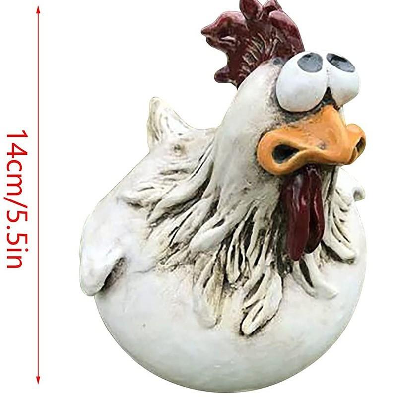Spooky Fence Decoration Chicken Spoof Rooster Patio Decorative Ornament Resin Crafts Gardening Garden Decoration