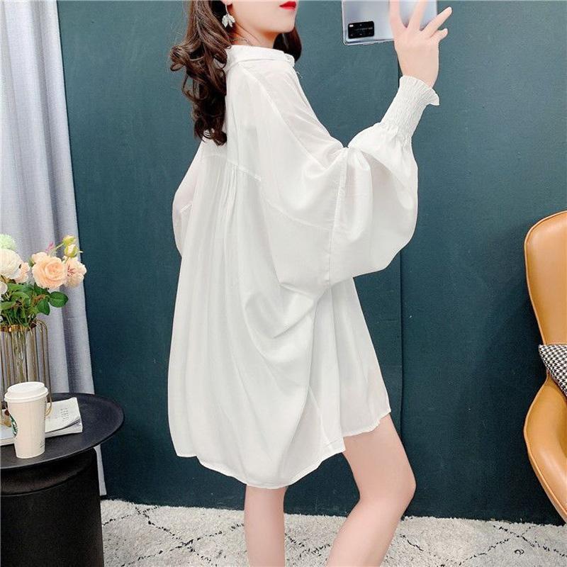 Spring and Summer Korean Edition Loose and Casual Versatile Thin Western Design Feel Sunscreen Long Women's Oversize Shirt