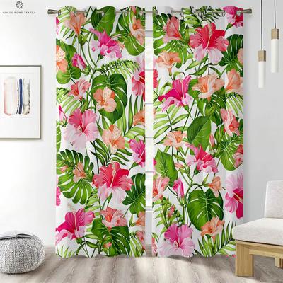 2 Stück Vorhänge mit tropischen Pflanzenblättern, 100% Polyester, maschinenwaschbar, dekorative Vorhänge für Schlafzimmer, Wohnzimmer, Küche