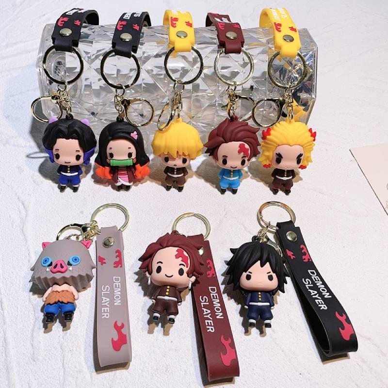 Cute Demon Slayer Keychain Tanjiro Nezuko Inosuke Figurine Gift For Backpacks